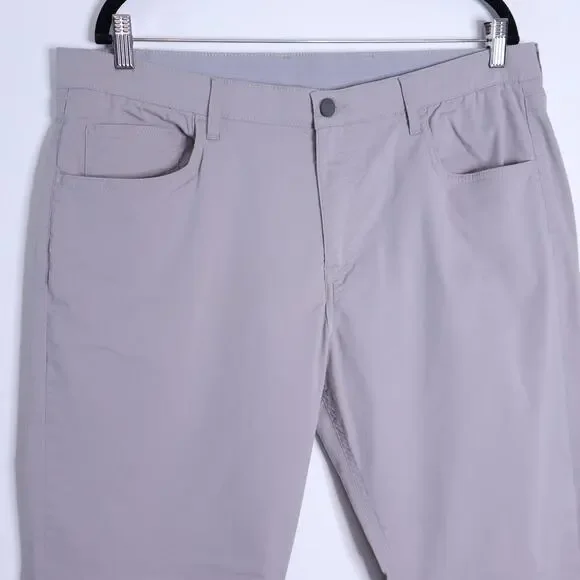 FAHERTY Movement 5 Pocket Pants Fossil Gray Straight Fit Chino Men's 38